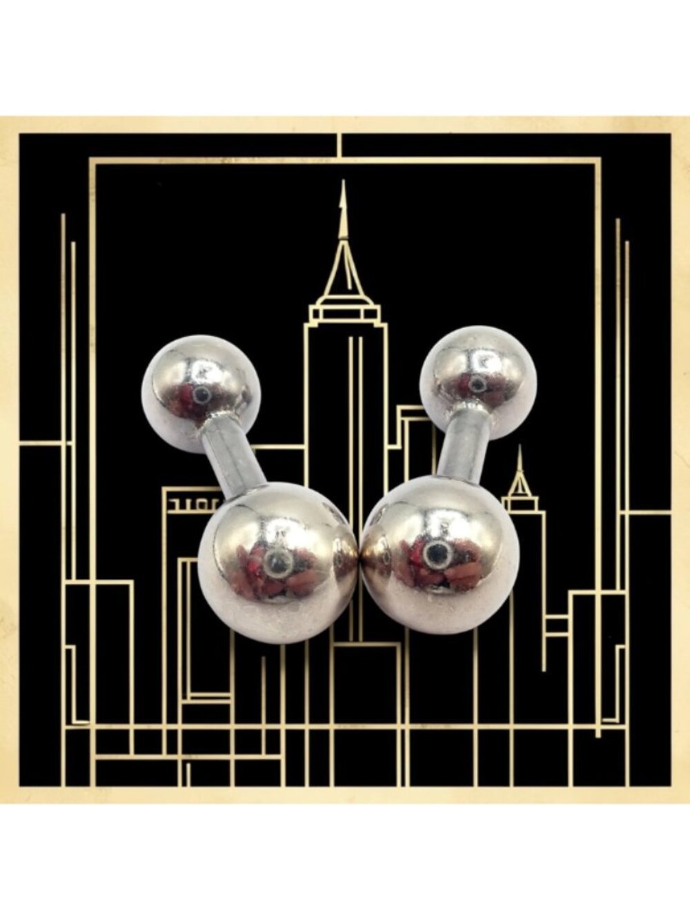Vintage! Tiffany & Co. Silver Barbell Cufflinks - Picture 2 of 4